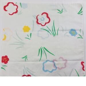 Vintage '80s Burlington CARESS Pillowcase Flower Red Yellow Rare Blue Watermelon